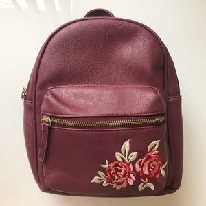 Rose Embroidered Mini Backpack